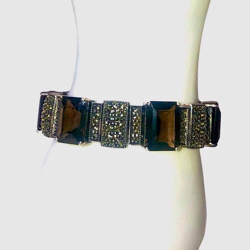 Judith Jack Smokey Topaz Sterling Silver And Marcasite Gemstone Bracelet 628$